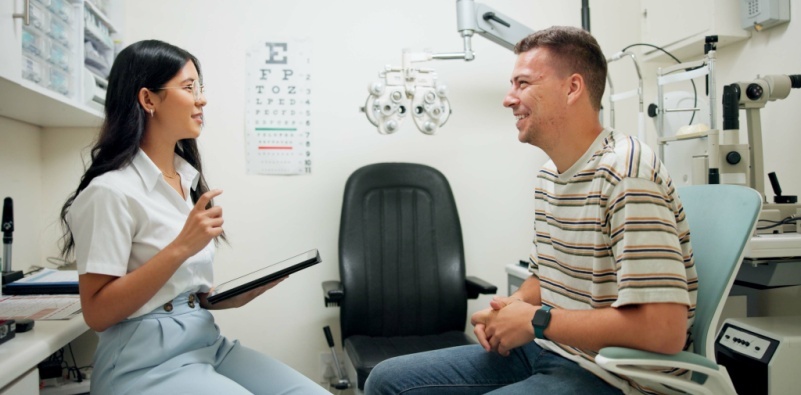 man with an optometrist