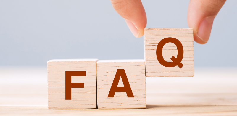 Contact lens FAQ information blocks displayed on a table